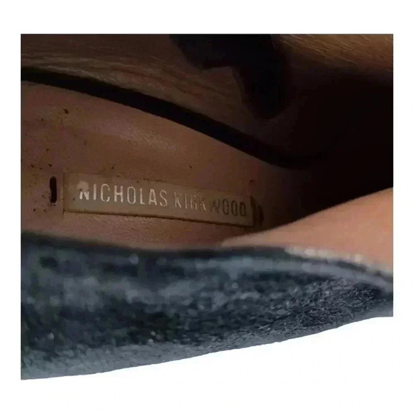 Nicholas Kirkwood Bootie Ankle Heels Shoes Ruffle Platform Black Suede 40/US 10 - Picture 10 of 11